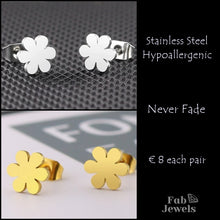 Load image into Gallery viewer, Stainless Steel Silver / Yellow Gold Plated Flower Stud Earrings Hypoallergenic