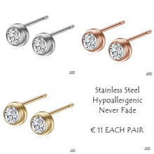 Load image into Gallery viewer, Stainless Steel 316L Hypoallergenic Small Stud Earrings with Swarovski Crystals