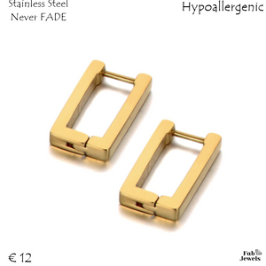 Stainless Steel Rectangular Unique Silver Yellow Gold Rose Gold Earrings