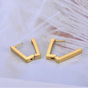 Stainless Steel Rectangular Unique Silver Yellow Gold Rose Gold Earrings