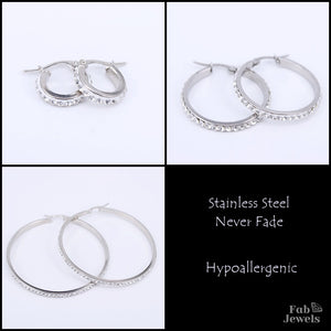 Stainless Steel 316L Hypoallergenic Earrings with Crystals all Round