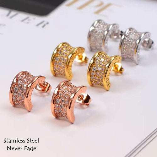 S/Steel Rose Gold / White Gold / Yellow Gold Plated Earrings with Swarovski Crystals