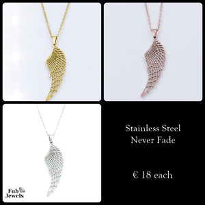 Stainless Steel Silver / Yellow Gold / Rose Gold Angel Wing Necklace
