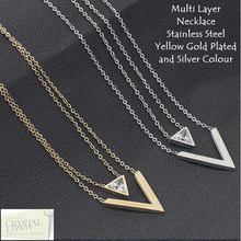 Load image into Gallery viewer, Multi Layered 18ct Gold Plated Stainless Steel Necklace V Shape