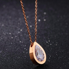 Load image into Gallery viewer, Rose Gold Plated Necklace with Water Drop Pendant Swarovski Crystal