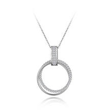 Load image into Gallery viewer, Stainless Steel Rose Gold Plated Silver Necklace with Circle Swarovski Crystals Pendant