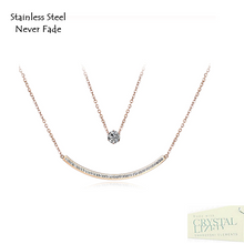 Load image into Gallery viewer, Stainless Steel 316L Rose Gold Plated Multi Layer Necklace with Swarovski Crystals