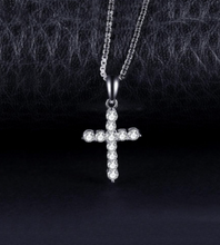 Load image into Gallery viewer, Silver Stainless Steel Small Cross with Swarovski Crystals