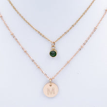 Load image into Gallery viewer, Stainless Steel Multi-Layer Necklace with Personalised Initial and Birthstone