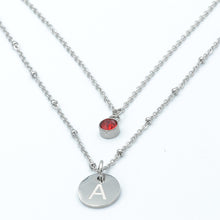 Load image into Gallery viewer, Stainless Steel Multi-Layer Necklace with Personalised Initial and Birthstone