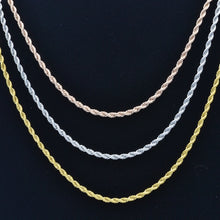 Load image into Gallery viewer, 316L Stainless Steel Rope Chain Long Short Necklace Rose Yellow Gold Silver