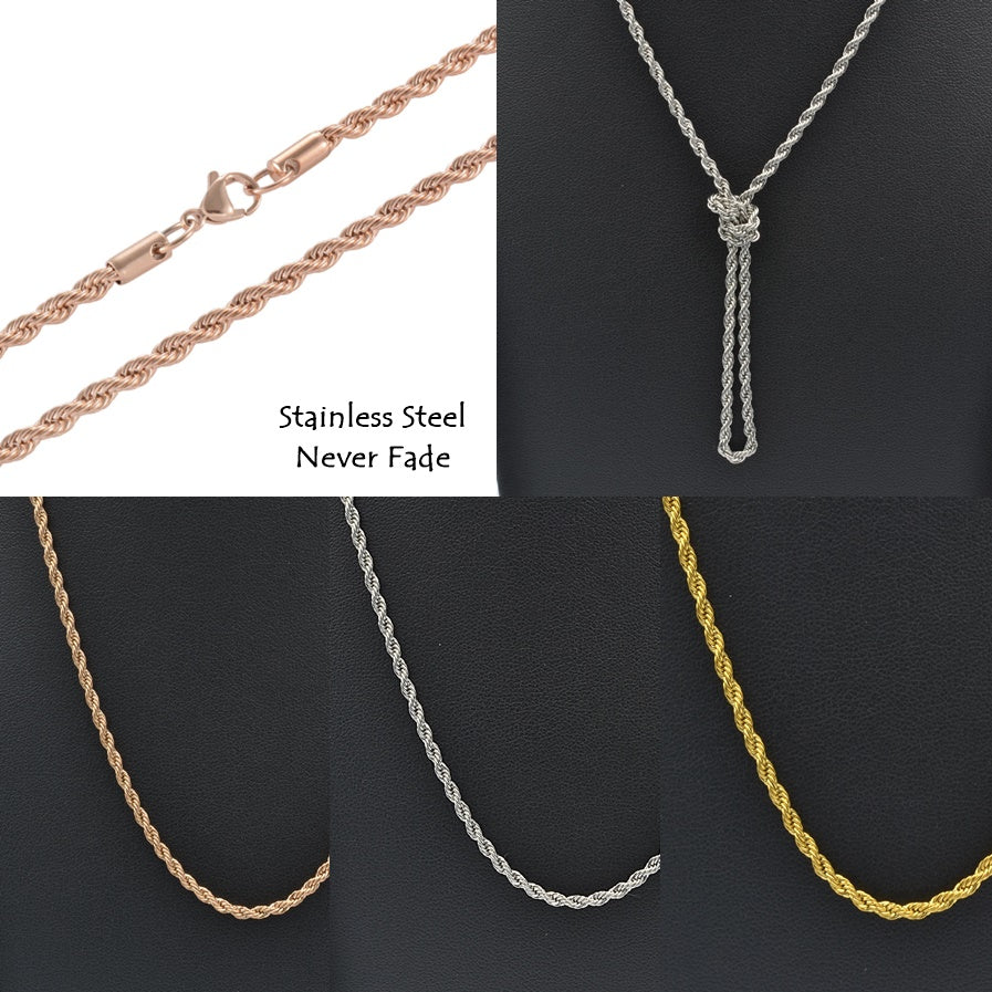 Stainless Steel 316L Yellow Gold Rose Gold Chain Necklace – FabJewels 4less