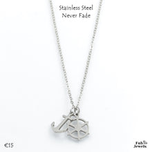 Load image into Gallery viewer, Stainless Steel Silver / Yellow Gold Anchor &amp; Ship Wheel Pendant Inc.Necklace