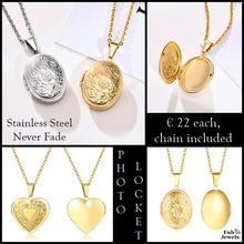 Load image into Gallery viewer, Stainless Steel Photo Locket Pendant Yellow Gold Plated / Silver with Necklace