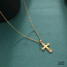 Load image into Gallery viewer, Stainless Steel 316L Yellow Gold Plated Necklace with Cross Pendant