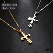 Load image into Gallery viewer, Stainless Steel 316L Yellow Gold Plated Necklace with Cross Pendant