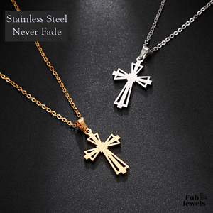 Stainless Steel 316L Yellow Gold Plated Necklace with Cross Pendant