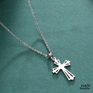 Stainless Steel 316L Yellow Gold Plated Necklace with Cross Pendant