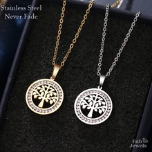 Load image into Gallery viewer, Stainless Steel Yellow Gold Plated Tree of Life Pendant with Necklace