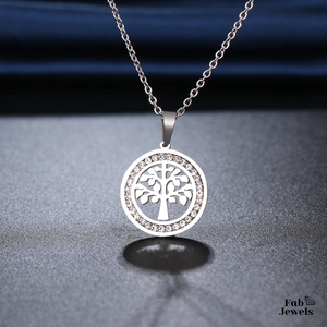 Stainless Steel Yellow Gold Plated Tree of Life Pendant with Necklace