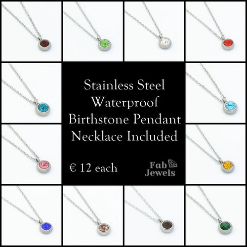 Stainless Steel Birthstone Pendant with Necklace