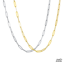 Load image into Gallery viewer, 316L Stainless Steel Paper Clip Chain Long Short Necklace Yellow Gold Silver