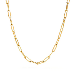 316L Stainless Steel Paper Clip Chain Long Short Necklace Yellow Gold Silver