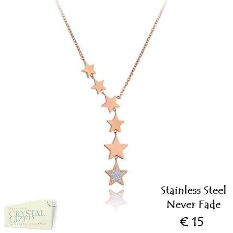 Stainless Steel Rose Gold Plated Necklace with Swarovski Crystals and Stars