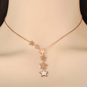 Stainless Steel Rose Gold Plated Necklace with Swarovski Crystals and Stars