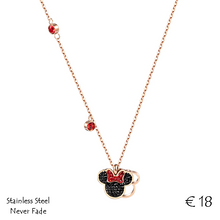 Load image into Gallery viewer, Stainless Steel Titanium Rose Gold Mickey Minnie Mouse Pendant Necklace