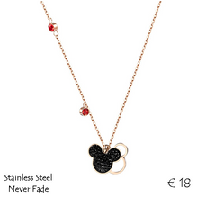 Load image into Gallery viewer, Stainless Steel Titanium Rose Gold Mickey Minnie Mouse Pendant Necklace