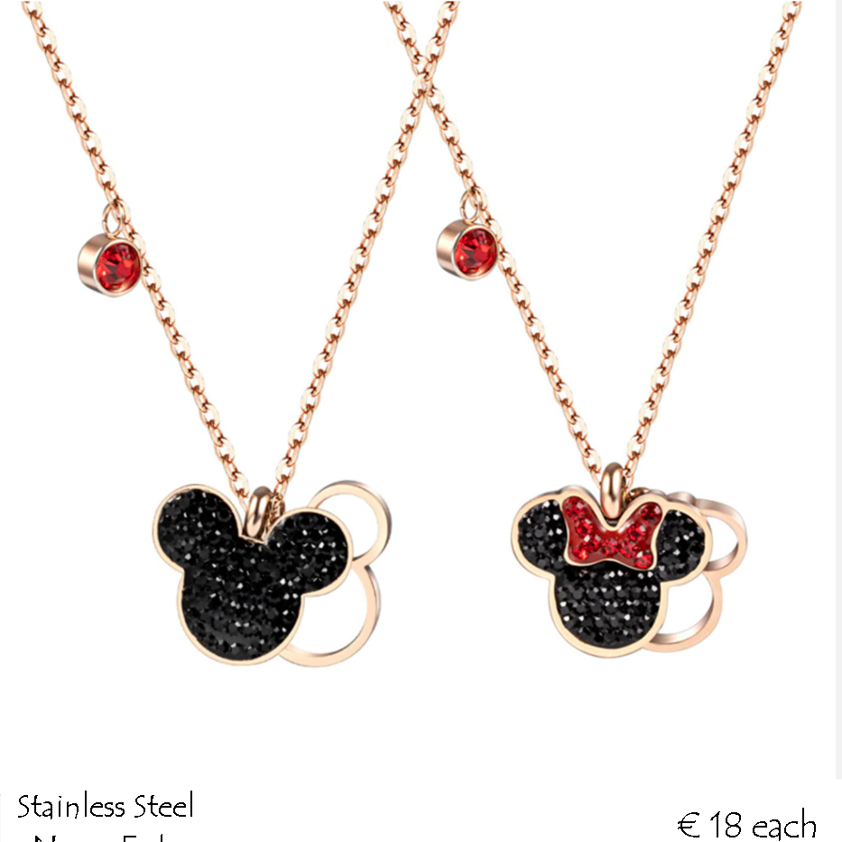 Disney Rose Gold Plated Silver Crystal Minnie Mouse Necklace | H.Samuel