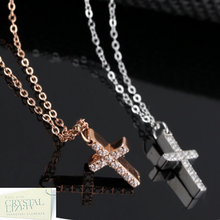 Load image into Gallery viewer, Rose Gold Stainless Steel Small Cross with Swarovski Crystals