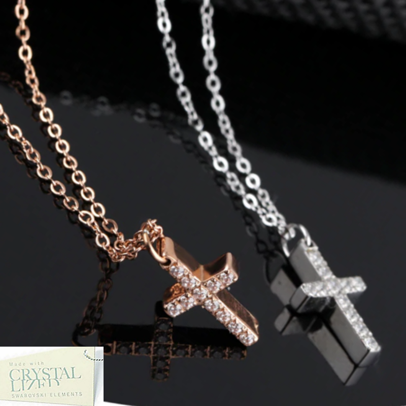 Gold Plated Crystal Cross Pendant Necklace MADE WITH SWAROVSKI ELEMENTS UK  | eBay