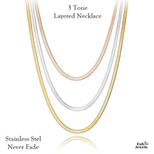 Load image into Gallery viewer, Stylish Stainless Steel Three Tone Multi Layered Necklace