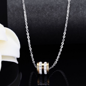 Stainless Steel Necklace with Yellow Gold Plated Pendant