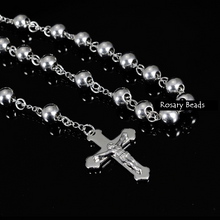 Load image into Gallery viewer, Stainless Steel Rosary Beads Necklace Yellow Gold Plated Silver