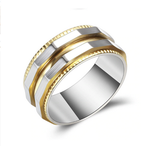 Stainless Steel Solid Ring with Yellow or Black Trim