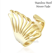 Load image into Gallery viewer, Stainless Steel Angel Wing Ring In Yellow Gold Plated and Silver