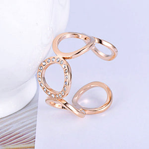 Stainless Steel Rose Gold Plated Circle Ring with Swarovski Crystals