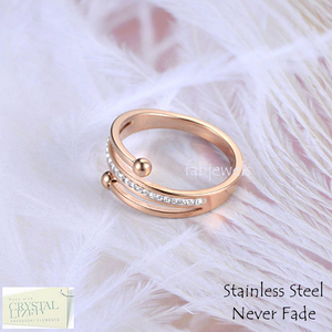 Stainless Steel Rose Gold Plated Ring with Swarovski Crystals