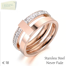 Load image into Gallery viewer, Stainless Steel Rose Gold Plated 2 Layer Ring with Swarovski Crystals
