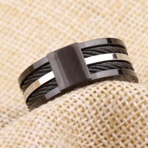 Gorgeous Stainless Steel 316L Black and Silver Men's Ring
