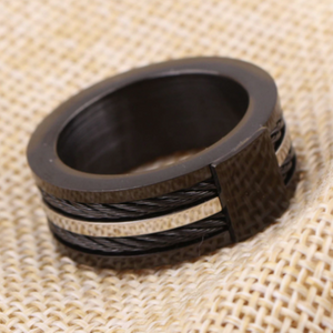 Gorgeous Stainless Steel 316L Black and Silver Men's Ring