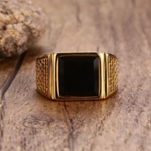 Load image into Gallery viewer, 18ct Yellow Gold Plated Stainless Steel 316L High Quality Ring with Black