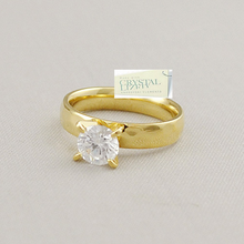 Load image into Gallery viewer, Yellow Gold Plated Stainless Steel Solitaire Ring with Swarovski Crystal