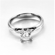 Load image into Gallery viewer, White Gold Plated Stainless Steel Solitaire Ring with Swarovski Crystal