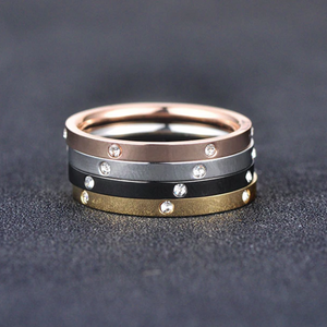 4 in 1 Stainless Steel 4 Tone Ring Silver Rose Gold Black Yellow Gold