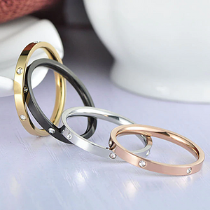 4 in 1 Stainless Steel 4 Tone Ring Silver Rose Gold Black Yellow Gold