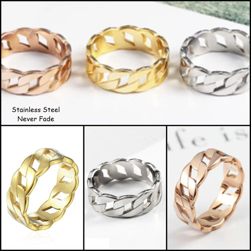 Stainless Steel Yellow Gold / Rose Gold / White Gold Plated Chain Ring
